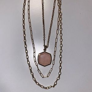 Kendra Scott Davis Multistrand Necklace in Gold and Rose Quartz